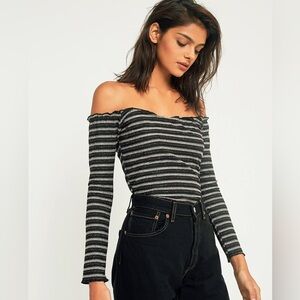 Urban outfitters off the shoulder striped top
